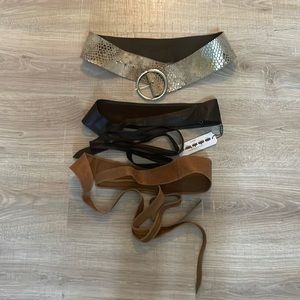3 belts! Size small snake print is worn, 2 ADA belts genuine leather (1 NWT)
